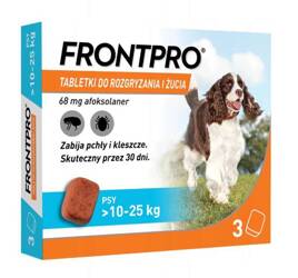 Frontpro tabletki na pchły i kleszcze dla psa L 10-25kg 3szt.