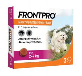 Frontpro tabletki na pchły i kleszcze dla psa S 2-4kg 3szt.