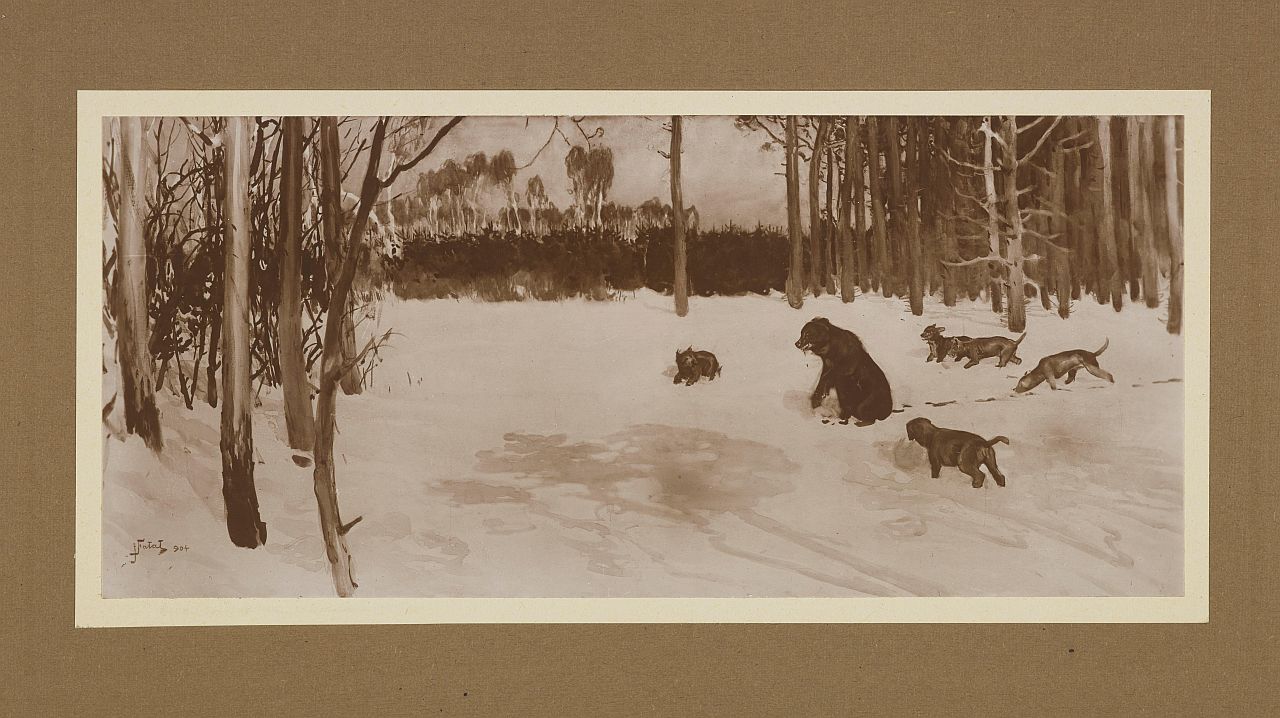 Julian Fałat Polowanie na niedźwiedzia