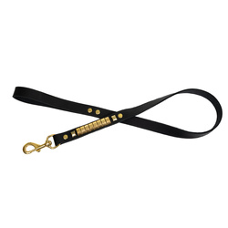 Barry King Smycz dla psa wzór exclusive gold skóra natłuszczana 35mm/120cm czarna