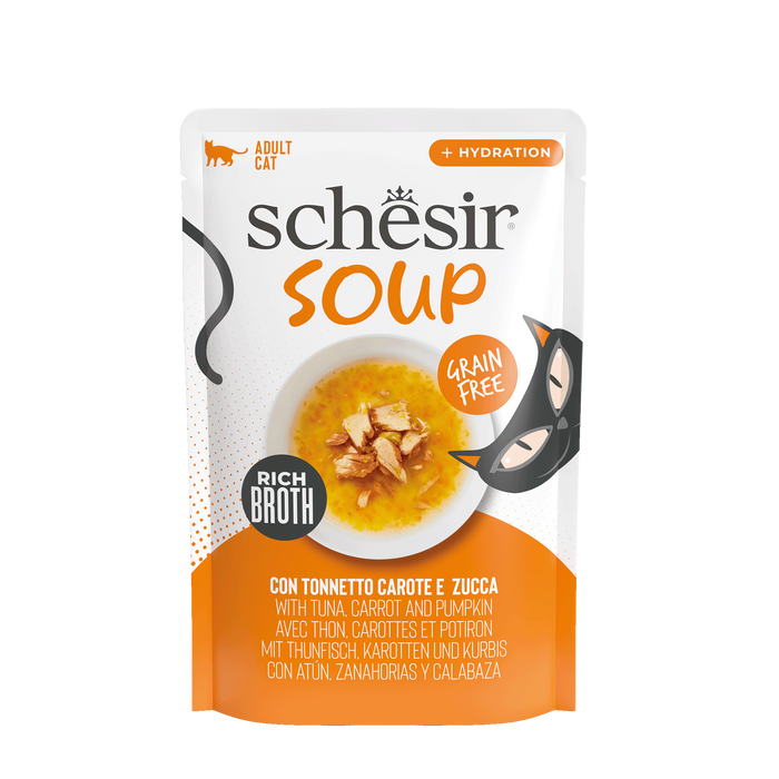 Schesir Soup karma mokra dla kotów zupa tuńczyk z dynią 40g saszetka