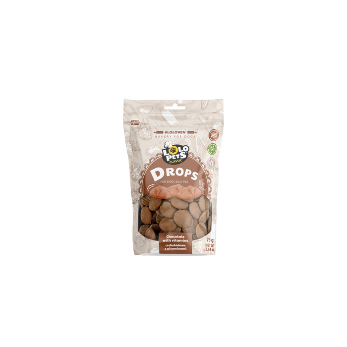 Lolo Pets Dropsy czekoladowe z witaminami dla psa 75g