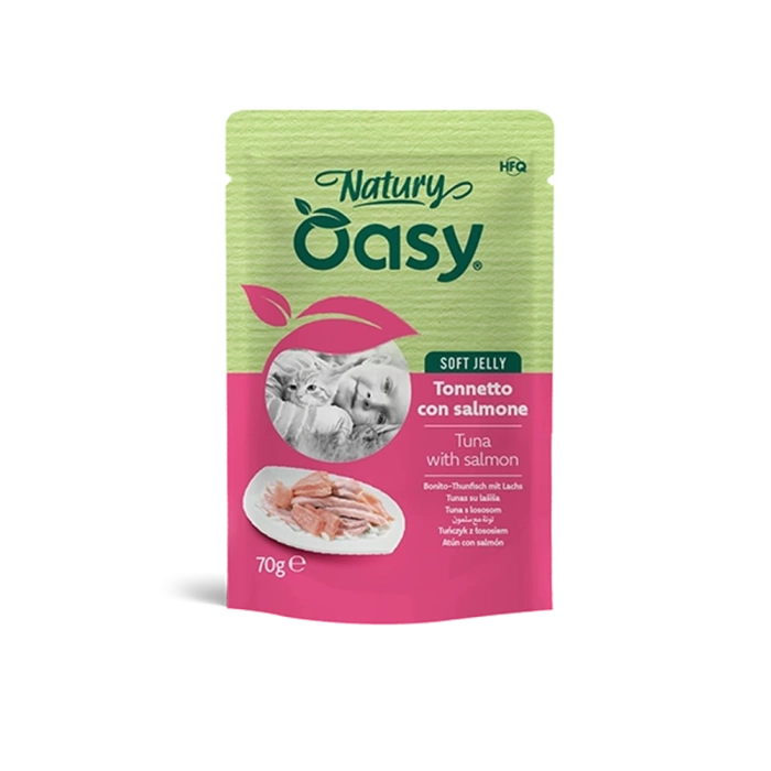 OASY Natury saszetka - Tuńczyk z łososiem 70g