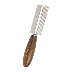 Barry King Grzebień dwustronny dla zwierząt z metalową nasadą drewno bukowe 38/65 pinów 4x18,8 cm