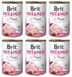 Brit Pate&Meat Puppy z indykiem i kurczakiem 6x400g