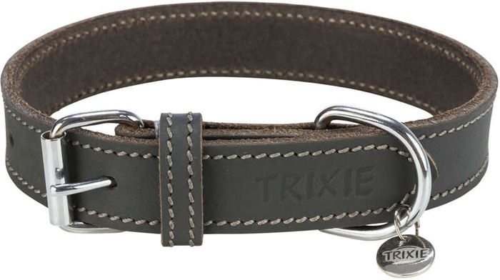 Trixie Obroża z grubej skóry Rustic L-XL: 57-66 cm/30mm szara