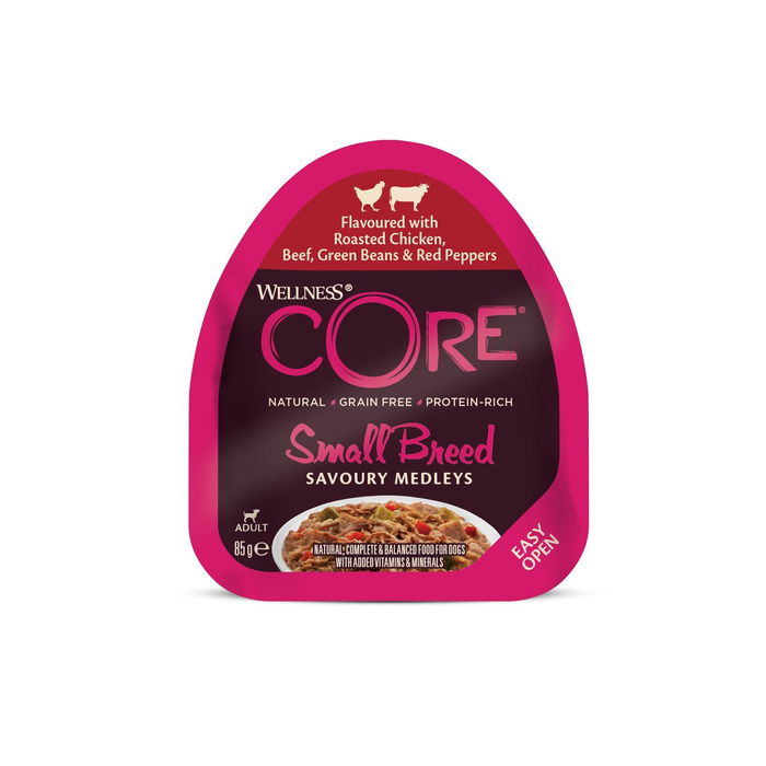 Wellness Core Small Breed Savoury Medleys kurczak wołowina zielona fasolka papryka 85g