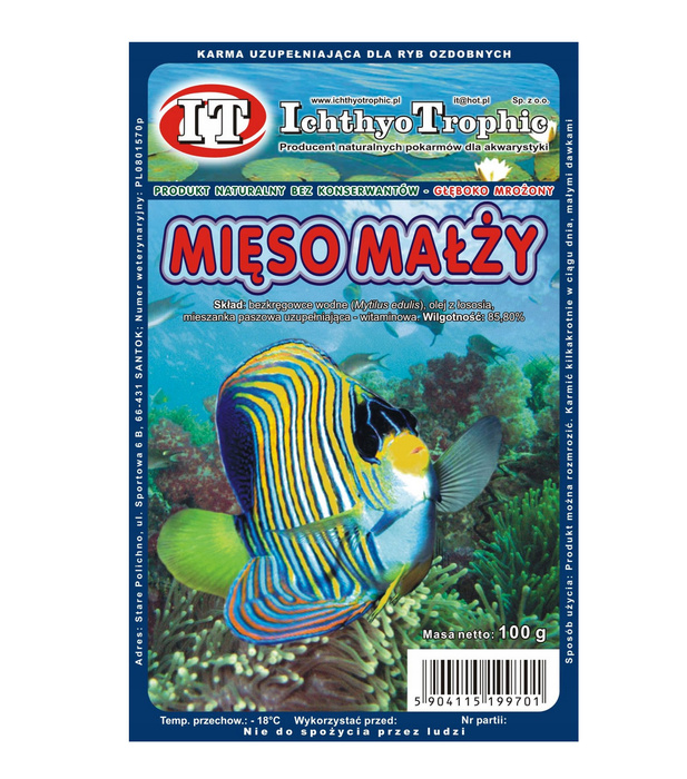 Ichthyo Trophic Mrożonka Mięso Małż(Siekane, Przesiane, Płukane) 100g