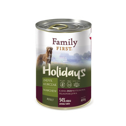 Family First Holidays z indykiem, kurczakiem i marchewką 400g