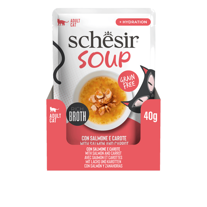 Schesir Soup karma mokra dla kotów zupa łosoś z marchewką 40g saszetka