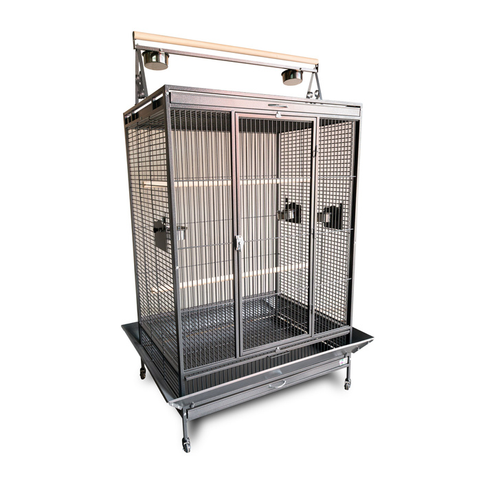 Panama Pet Woliera dla ptaków ciemnoszara na kółkach 119,1x93,1x180cm