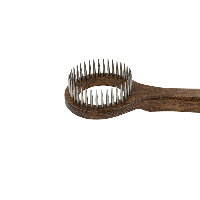 Barry King Zgrzebło typu ring dla zwierząt drewno bukowe stal 8,1x20,6 cm