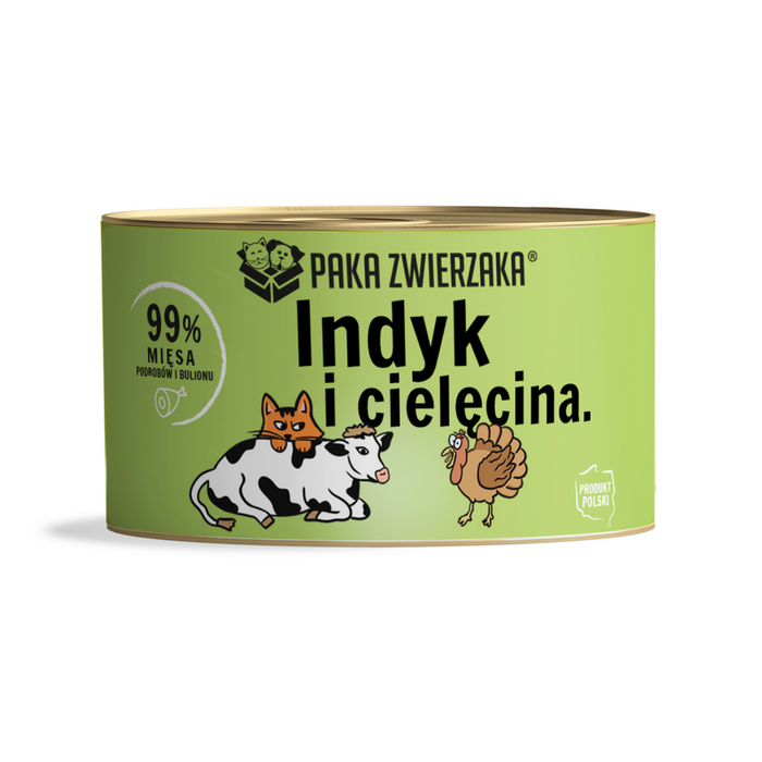 Paka Zwierzaka dla kota z indykiem i cielęciną 200g