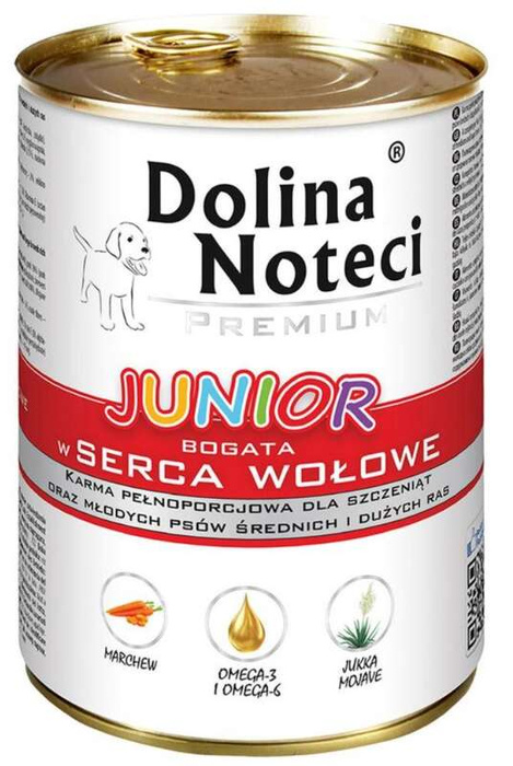 Dolina Noteci Premium Junior 400g Bogata w Serca Wołowe