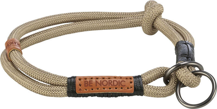 Obroża zaciskowa Be Nordic S-M: 40cm/8mm piaskowa/czarna Linka