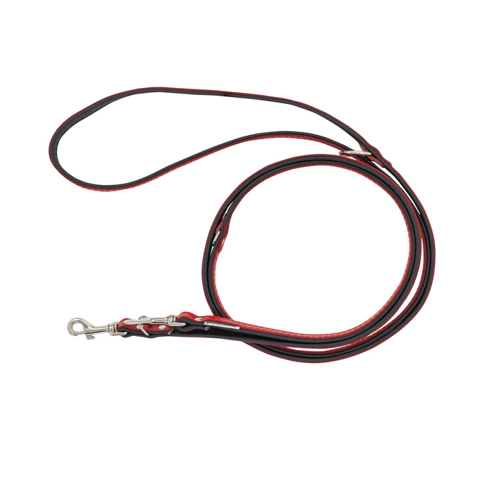 Barry King Smycz regulowana skórzana dla psa czerwony/czarny XS-S 12mm/200cm