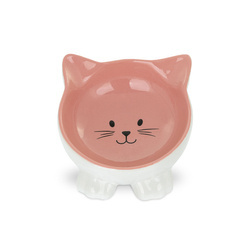 Barry King Miska dla kota różowa na nóżkach kształt kot ceramiczna 11,5cm