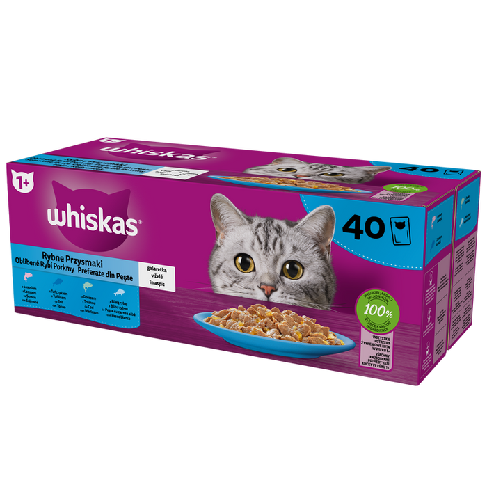 Whiskas Rybne Przysmaki w galaretce 40x85g 