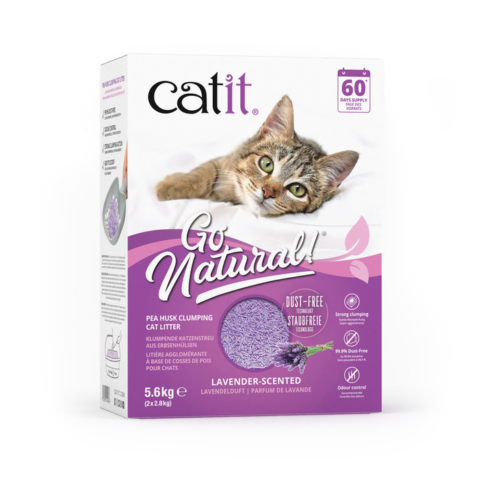 CatIt Go Natural – Żwirek z łupin grochu Lawendowy 5,6kg Mocno zbrylający
