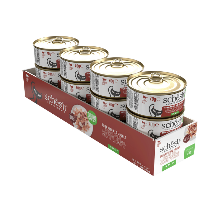 Schesir Complements karma mokra dla kotów tuńczyk z barweną w galarecie 70g puszka