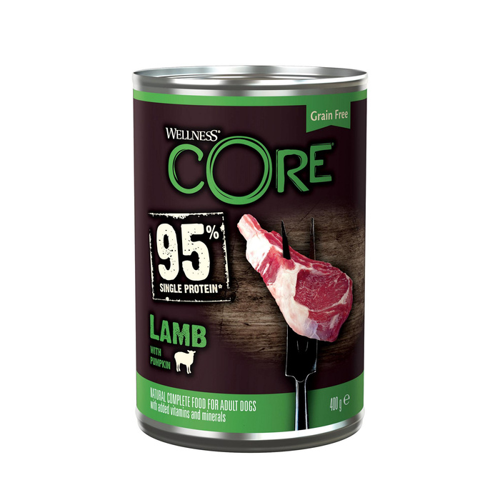 Wellness Core 95% Single Protein Karma Mokra Jagnięcina Dynia 400g