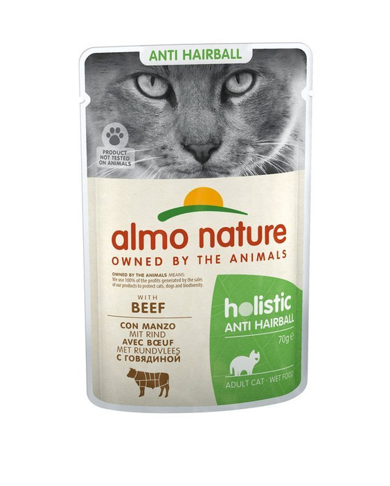 Almo Nature HOLISTIC Anti-Hairball z wołowiną 70g