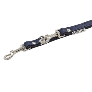 Barry King Smycz regulowana skórzana dla psa granatowy/czarny M-L 20mm/200cm