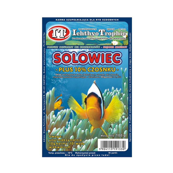 Ichthyo Trophic Mrożonka Solowiec/Artemia Z Czosnkiem Plus 100g
