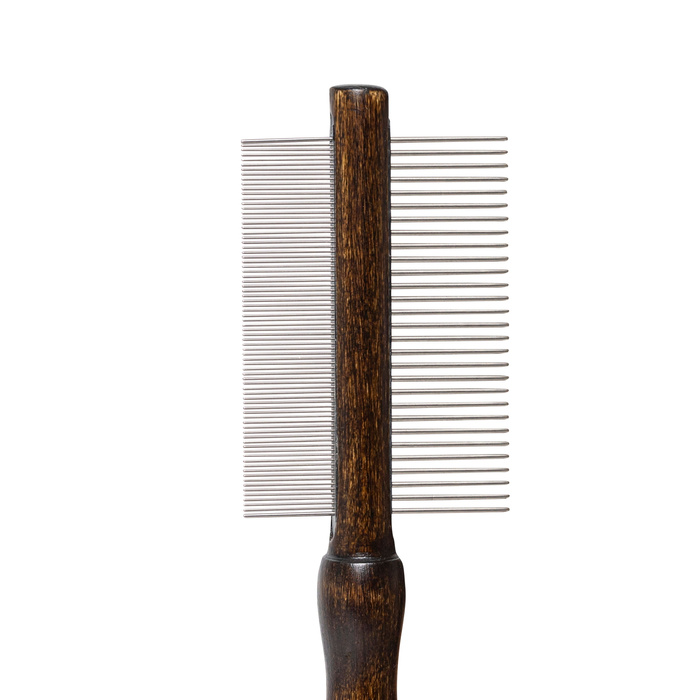 Barry King Grzebień dwustronnydla zwierzątrączka drewno bukowemetalowe zęby 29/78 pinów 5,4x18,9 cm