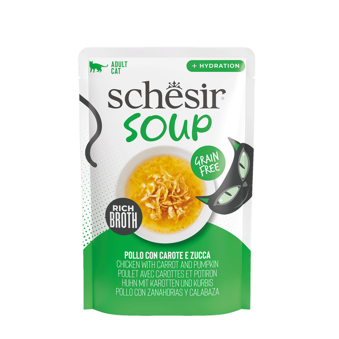 Schesir Soup karma mokra dla kotów zupa kurczak z dynią 40g saszetka