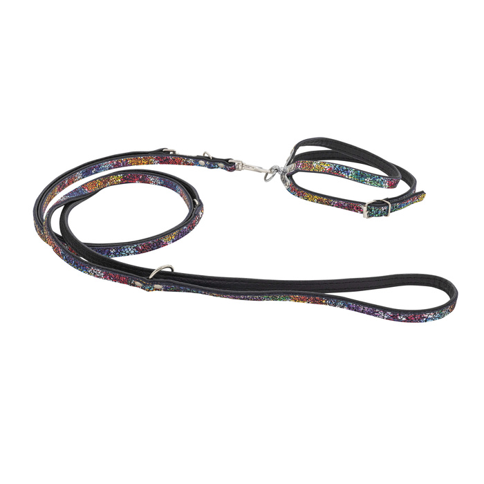 Barry King Smycz regulowana dla psa skórzana Kwiaty XS-S 12mm/200cm