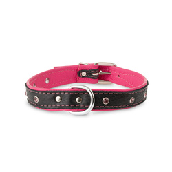 Barry King Obroża Skóra Łoś Kryształ 20mm/45cm różowy