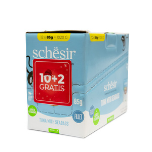 Schesir C&B kot pouch tuńczyk z okoniem morskim filety galaretka 85g 12szt/display