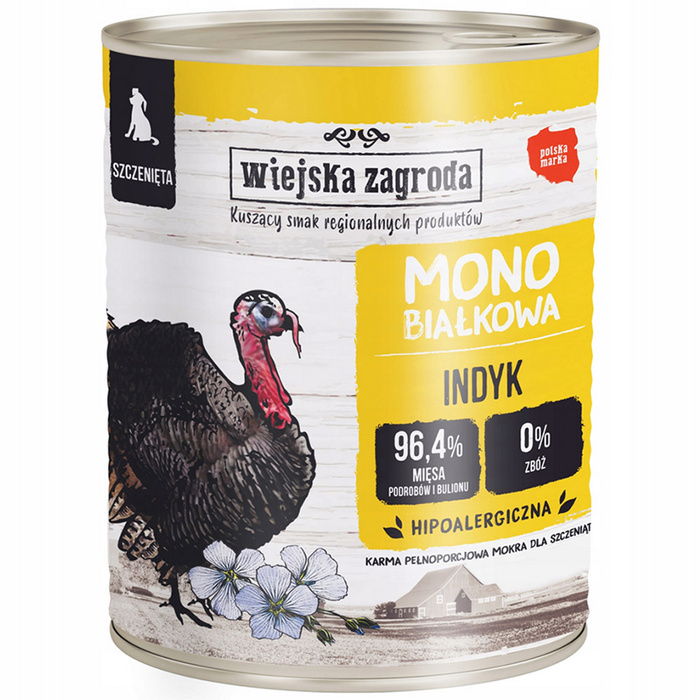 Wiejska Zagroda Monobiałkowa dla szczeniąt Indyk 800G
