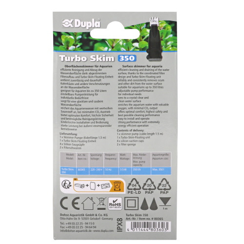 DUPLA Turbo Skim 350 Odpieniacz powierzchniowy do akwarium