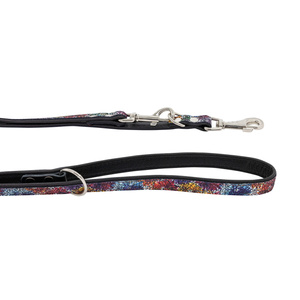 Barry King Smycz regulowana dla psa skórzana Kwiaty M-L 20mm/200cm