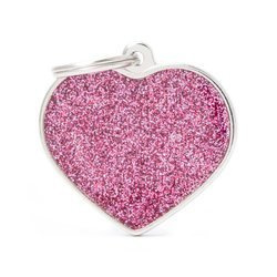 MY FAMILY SHINE adresówka grawerowana Duże Serce Różowe