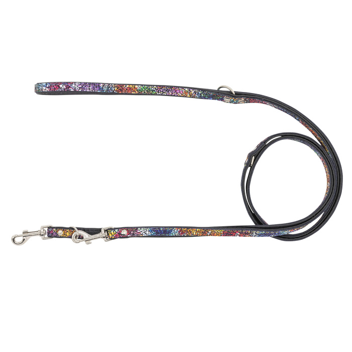 Barry King Smycz regulowana dla psa skórzana Kwiaty XS-S 12mm/200cm