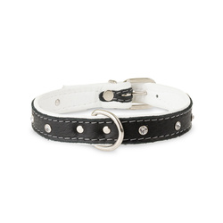 Barry King Obroża Skóra Łoś Kryształ 20mm/35cm biały