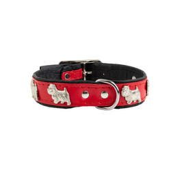 Barry King Obroża dla psa wzór pieski westy 16mm/28-34cm czerwona