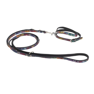 Barry King Smycz regulowana dla psa skórzana Kwiaty XS-S 12mm/200cm