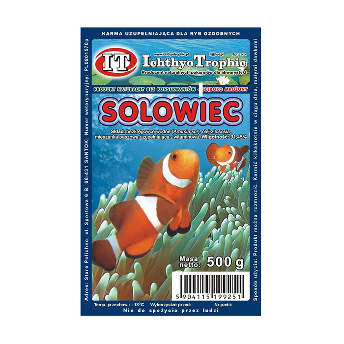 Ichthyo Trophic Mrożonka Solowiec (Artemia) Tafelka 500g