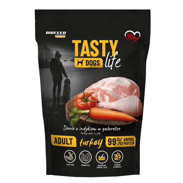 Biofeed Tasty Dogs Life indyk 90% saszetka 500g