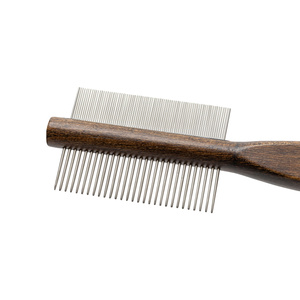 Barry King Grzebień dwustronnydla zwierząt trzonek drewno bukowe metalowe piny 29/78 pinów 5,4x21 cm