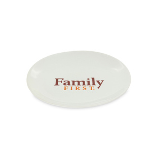 Family First Biały talerzyk dla kota nadruk Family First ceramiczny 18x15cm