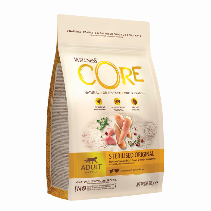 Wellness Core Sterilised k.sucha d.kota steryl. kurcz./indyk 300g