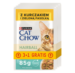 Purina Cat Chow Hairball z kurczakiem i fasolką 4x85g