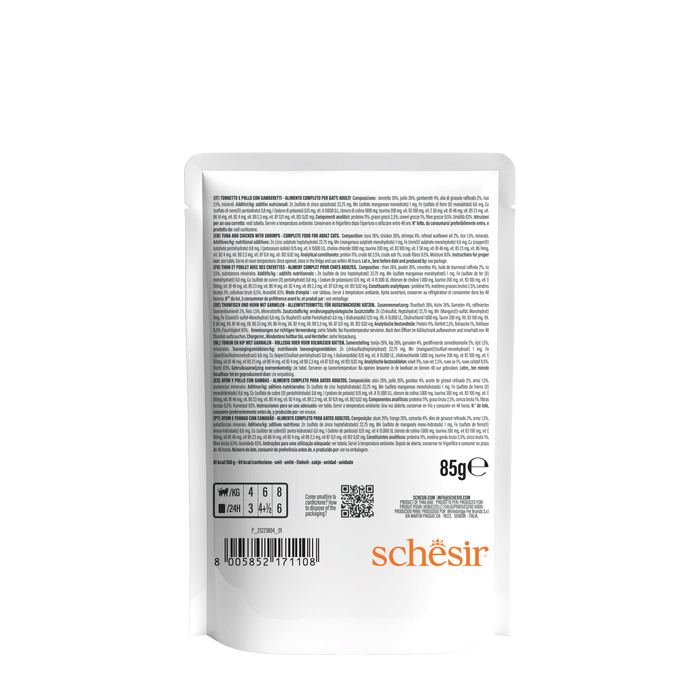 Schesir Tuńczyk Kurczak z Krewetką w Galaretce 85g