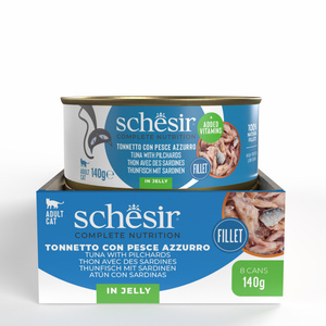 Schesir C&B Karma mokra dla kotów tuńczyk z sardynkami w galarecie 140g puszka