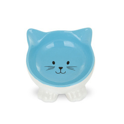 Barry King Miska dla kota niebieska na nóżkach kształt kot ceramiczna 11,5cm